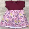 Nähpaket Kleid Vögel bordraux kurze Ärmel