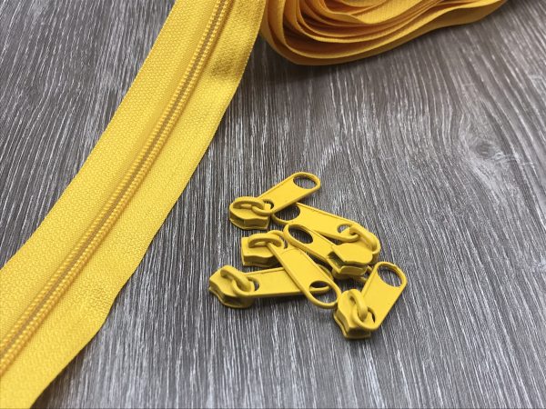 Reißverschluss Endlos mit Zipper gelb