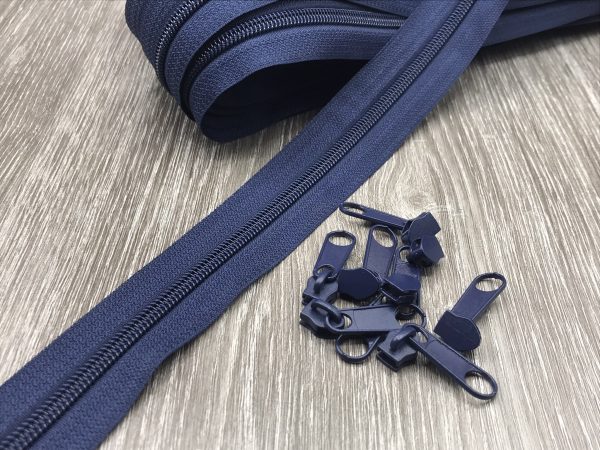 Reißverschluss Endlos mit Zipper marineblau