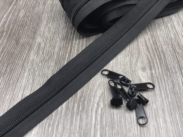 Reißverschluss Endlos mit Zipper schwarz