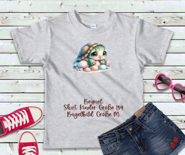 Bügelbild Schildkröte Muscheln Größe M Kindershirt