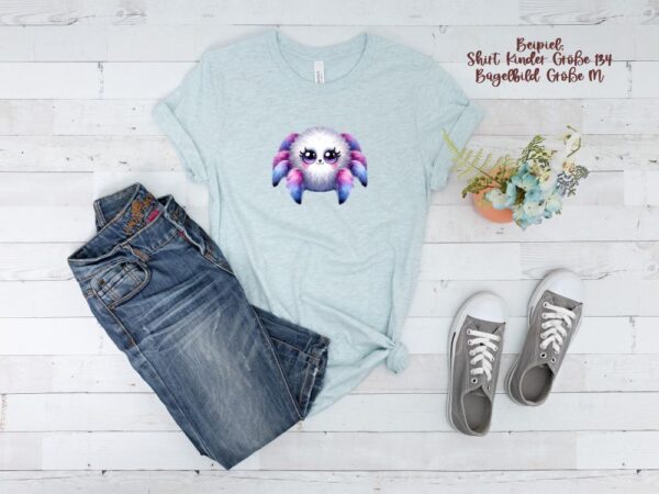 Bügelbild Springspinne Größe M Kindershirt