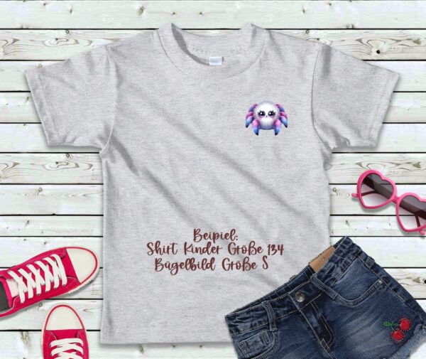 Bügelbild Springspinne Größe S Kindershirt