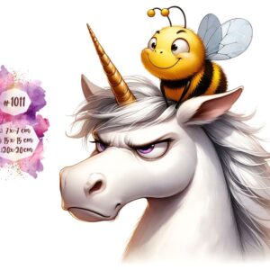Funny Einhorn Biene Bügelbild
