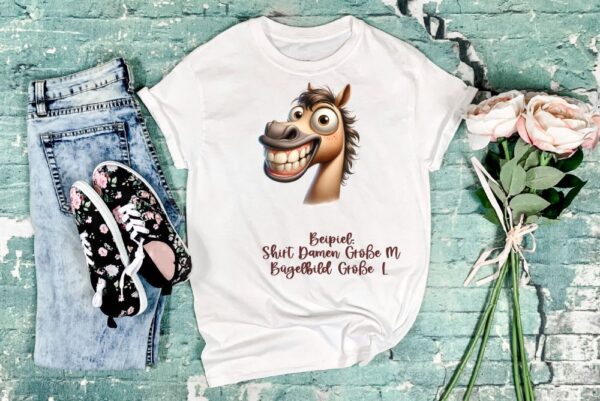 Funny Pferd Bügelbild Größe L Damenshirt