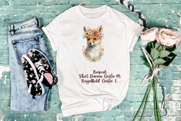 Bügelbild Fuchs mit Blumen Größen Shirt Größe L