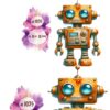 Bügelbild Rostiger Roboter Größen