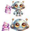 Bügelbild Rostiger Roboter Silber Größen
