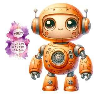 Bügelbild Roboter orange niedlich