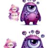 Bügelbild Monster lila grumpy Größen