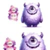 Bügelbild Monster sweet lila Größen