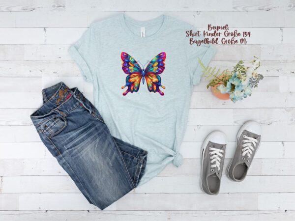 Schmetterling Bügelbild Größe M Kindershirt