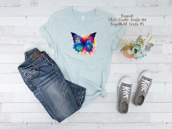 Schmetterling Bügelbild Größe M Kindershirt