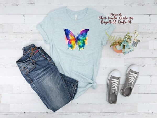 Schmetterling Bügelbild Größe M Kindershirt