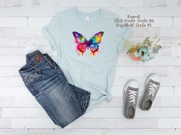 Schmetterling Bügelbild Größe M Kindershirt