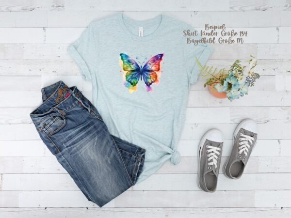 Schmetterling Bügelbild Größe M Kindershirt