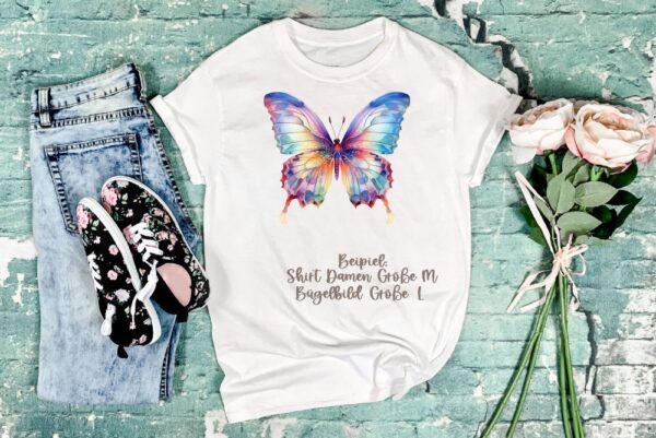 Schmetterling Bügelbild Größe L Damenshirt