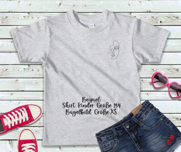 OneLine Gesicht einfach Bügelbild Größe XS Kindershirt