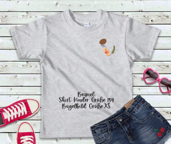 OneLine Gesicht farbig Bügelbild Größe XS Kindershirt