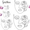 Bügelbild OneLine Gesicht Rose Größen
