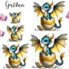 Bügelbild Drache goldenes Ei Größen