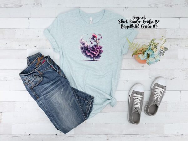 Bügelbild Skelett Blumen violett Größe M Kindershirt