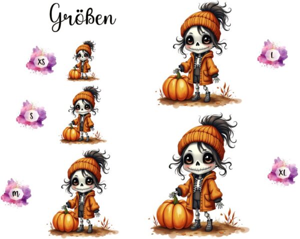 Bügelbild Halloween Girl Kürbis Größen