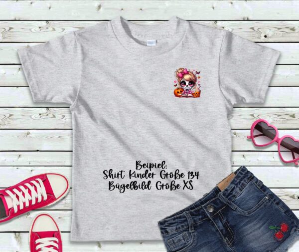 Bügelbild Halloween Girl Kürbis Schmetterlinge Größe XS Kindershirt