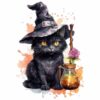 Bügelbild Halloween Katze mit Hut