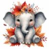 Bügelbild Herbst Elefant Blätter