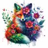 Bügelbild Fuchs Blumen bunt