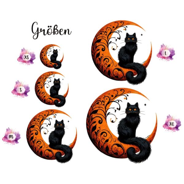 Bügelbild Katze Mond orange Größen