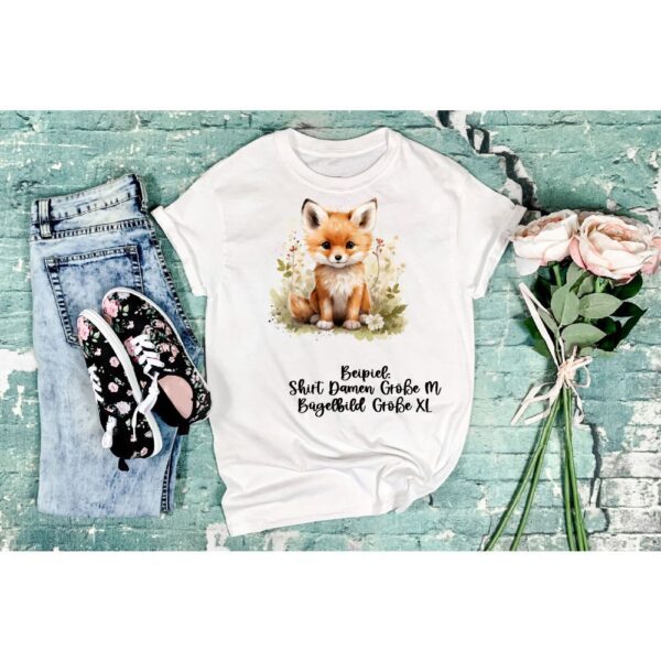 Bügelbild Herbst Fuchs Baby Größe XL Damenshirt