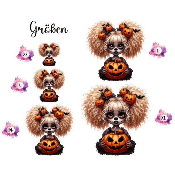 Bügelbild Halloween Mädchen Kürbis Größen