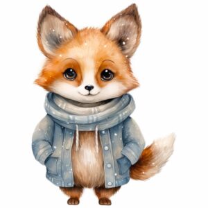 Bügelbild Winter Fuchs Jacke Schal