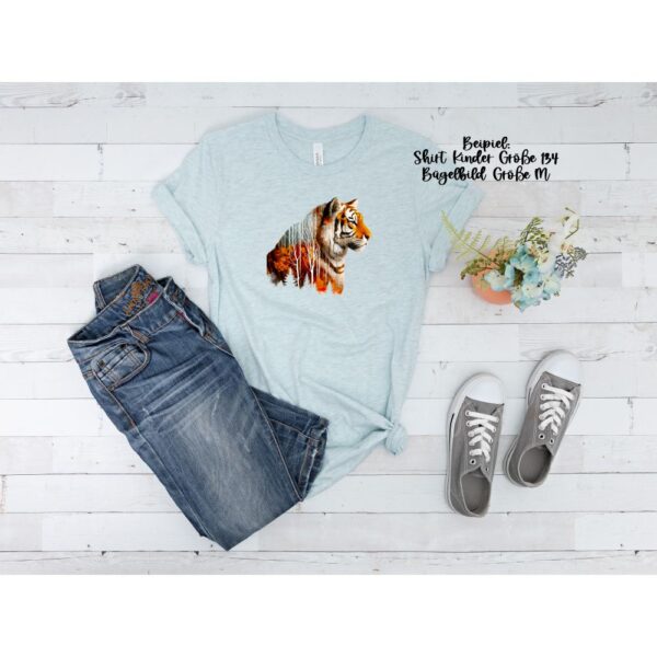 Bügelbild Winter Tiger Wald Größe M Kindershirt