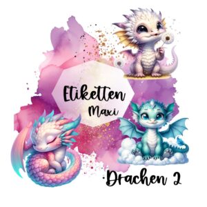 Bügelbild Größen Etiketten Drachen 2 Paket Maxi