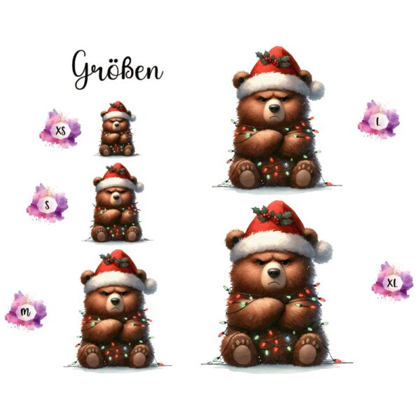 Bügelbild Weihnachten grumpy Bär Mütze Lichterkette Größen