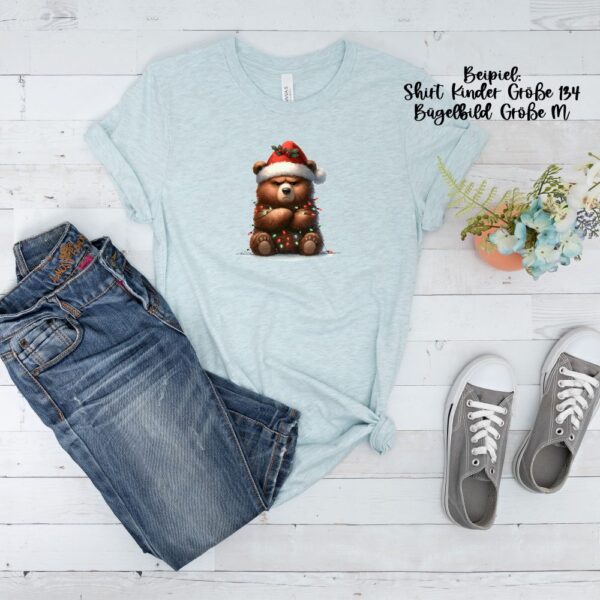 Bügelbild Weihnachten grumpy Bär Mütze Lichterkette Größe M Kindershirt