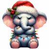 Bügelbild Weihnachten grumpy Elefant Mütze Lichterkette