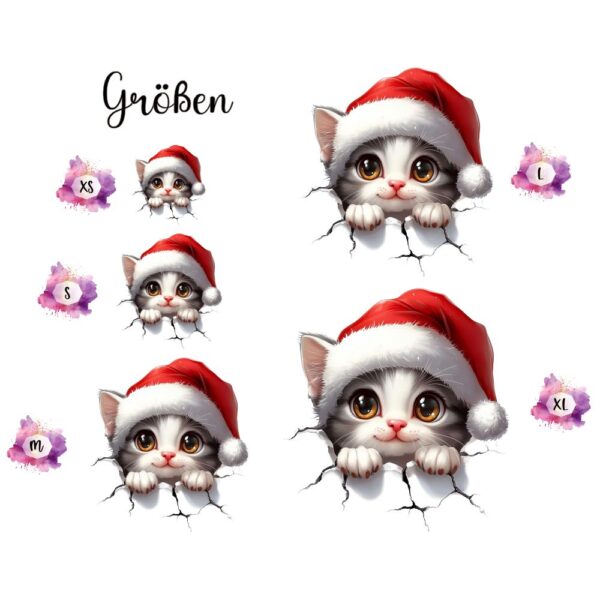 Bügelbild Weihnachten Katze aus Loch Größen