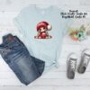 Bügelbild Weihnachten rotes Wichtelmädchen Kakaotasse Größe M Kindershirt