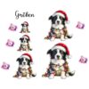 Bügelbild Weihnachten Hund Weihnachtsmütze Lichterkette Größen