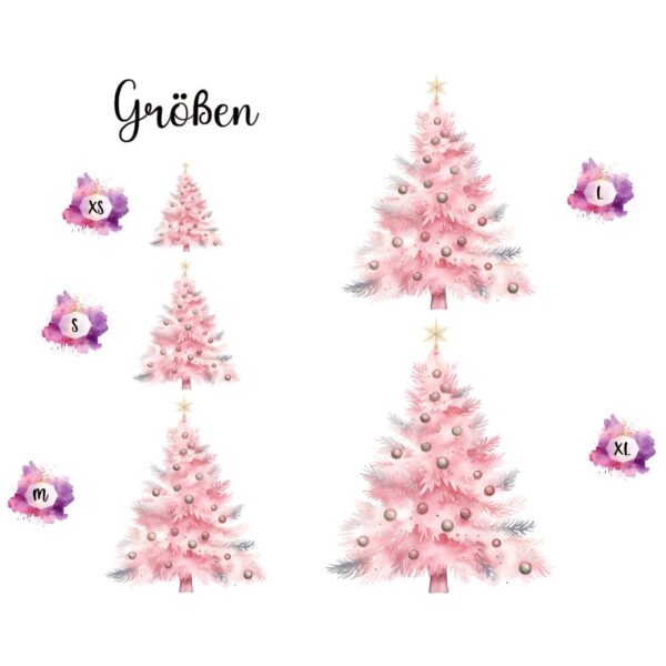 Bügelbild Weihnachten rosa Weihnachtsbaum 2 Größen