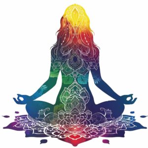 buegelbild-yoga-maedchen-silhouette-bunt