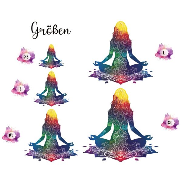 Bügelbild Yoga Mädchen bunte Silhouette Größen