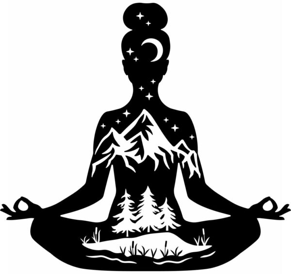 Bügelbild Yoga Mädchen schwarze Silhouette