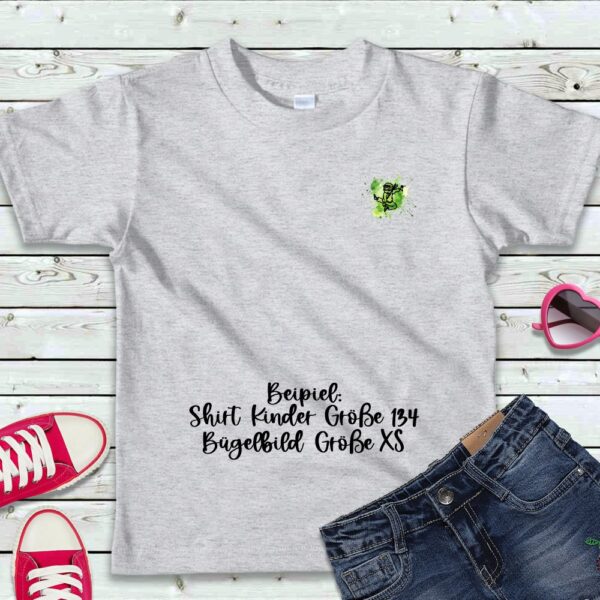 Bügelbild Ninja grün springend Größe XS Kindershirt