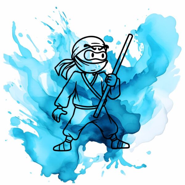 Bügelbild Ninja blau Stock