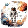 Bügelbild Astronaut im Weltall mit Planeten